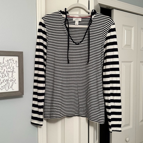 LOFT Tops - Loft black & white striped long sleeve